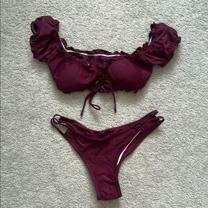 SHEIN Burgundy Bikini Set